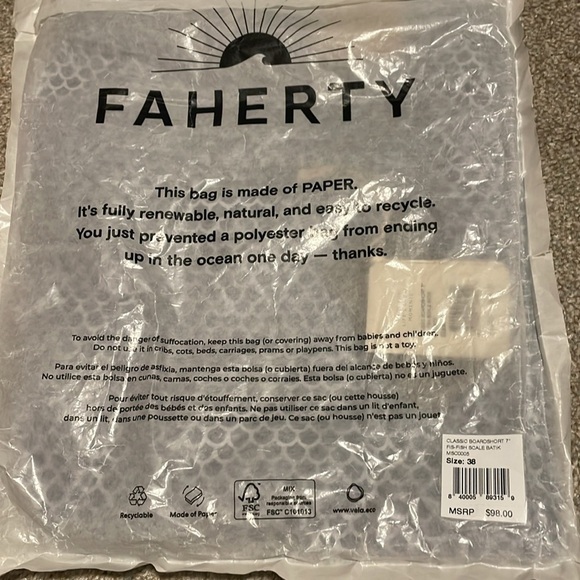 NEW Faherty Blue Patterned Men's Swim Board Shorts - Picture 3 of 3